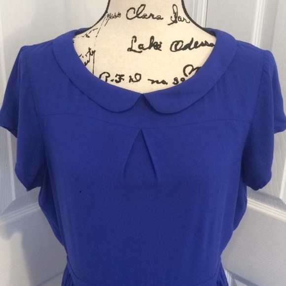 J Crew‎ Royal Blue Peter Pan Collar Dress pockets midi career or casual size 0 - Picture 4 of 10